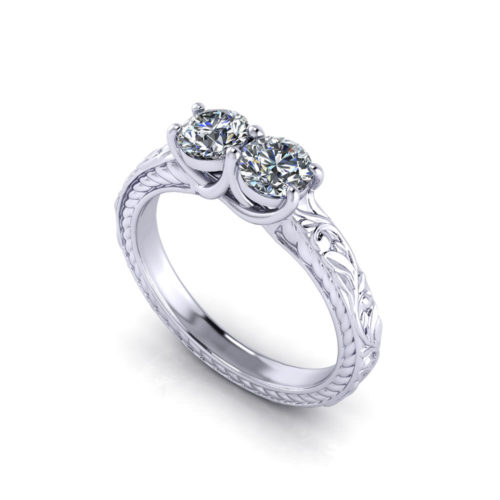 Floral Two Stone Diamond Ring