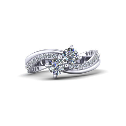 Curved Two Stone Diamond Ring