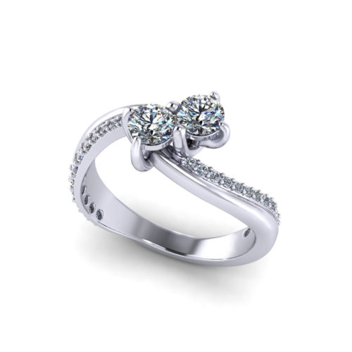 Curved Two Stone Diamond Ring