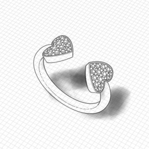 Twin Pave Heart Ring