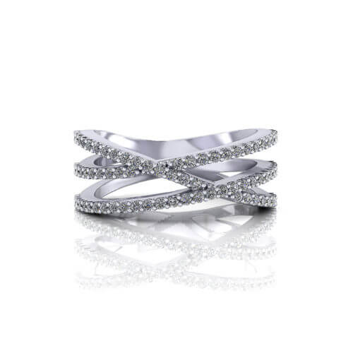 3 Strand Diamond Crossover Ring