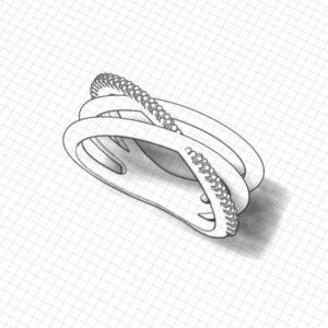 slim diamond crossover ring