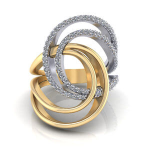 2 Tone Diamond Swirl Ring