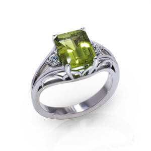 Emerald Cut Peridot Ring - Jewelry Designs