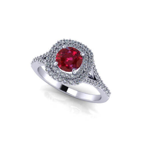 Double Halo Ruby Ring