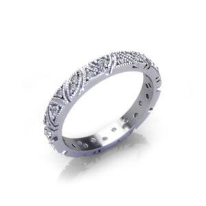 Vintage Millgrain Diamond Wedding Ring