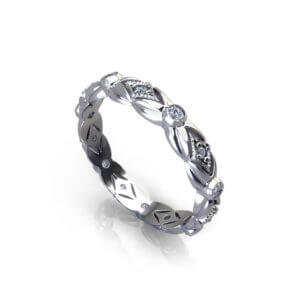Floral Leaf Diamond Wedding Ring angle