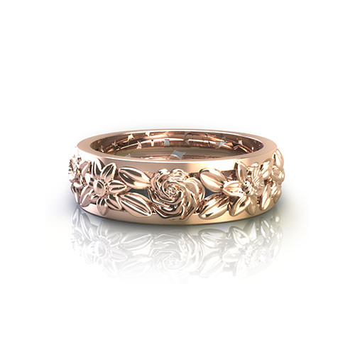 Sophie Revolutionair Relativiteitstheorie Rose Gold Floral Wedding Ring - Jewelry Designs