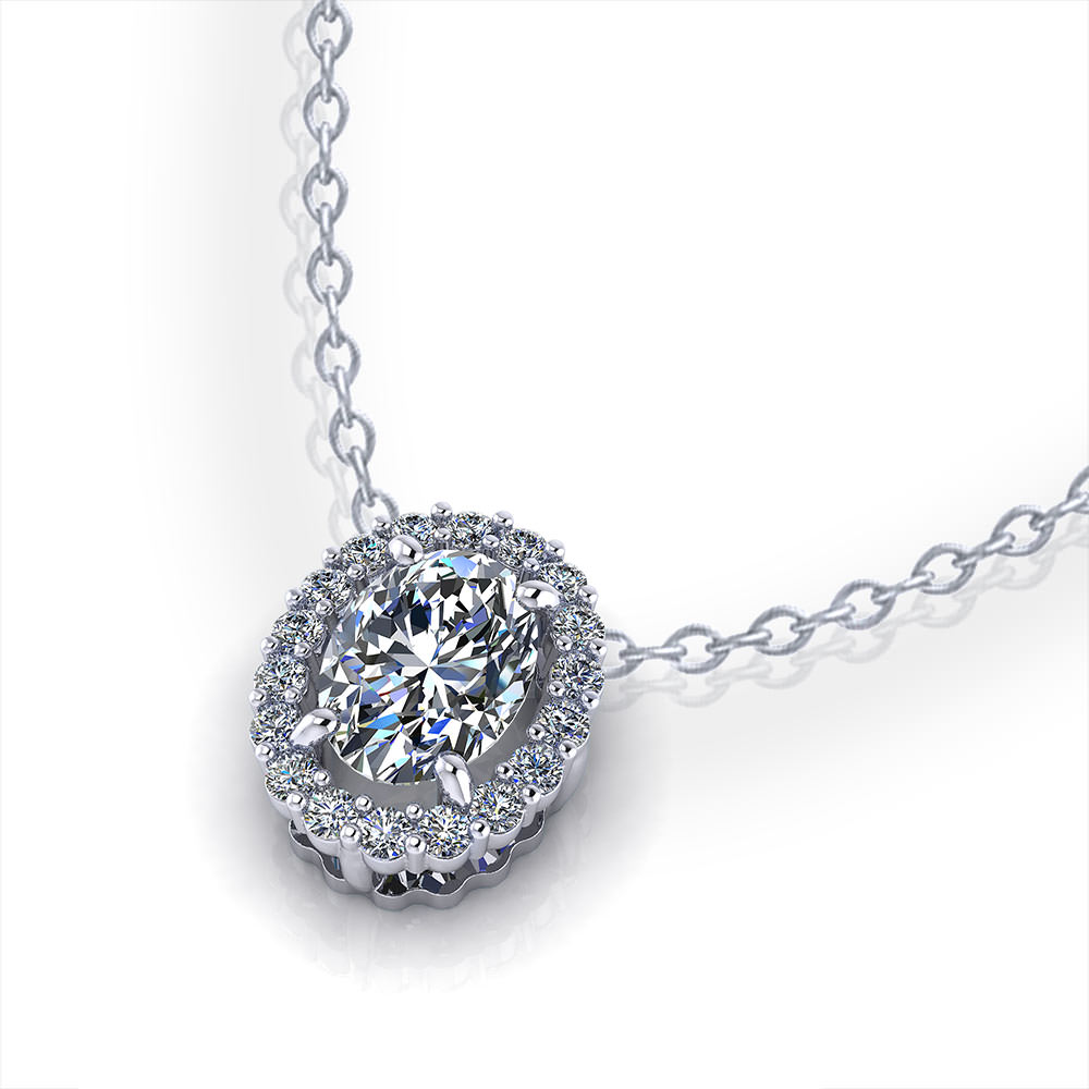 thumbnail image 2 of White Pearl Necklace With Diamond Halo - Gold Plated Bridal Jewelry With Extender Chain 2 of 9