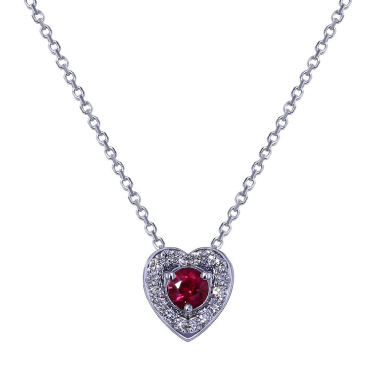 Round Ruby Diamond Necklace - Jewelry Designs