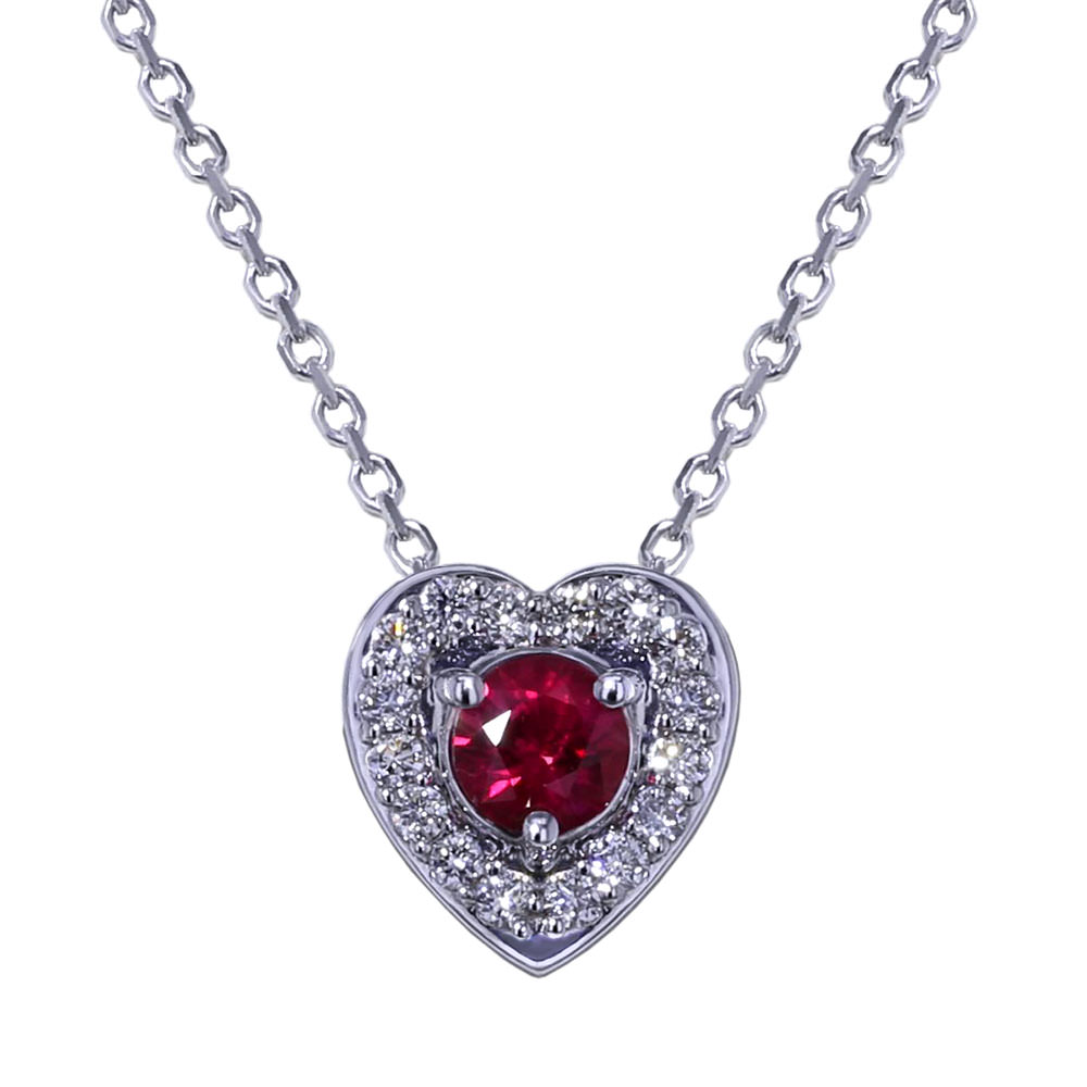Ruby Diamond Heart Necklace - Jewelry Designs