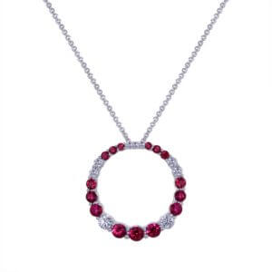 Ruby Diamond Circle Necklace
