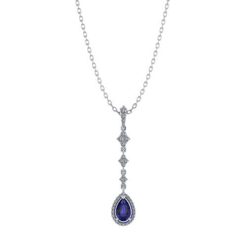 Long Sapphire Drop Necklace