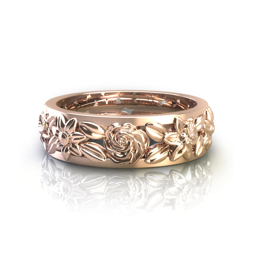 floral gold wedding rings FWRLP 2