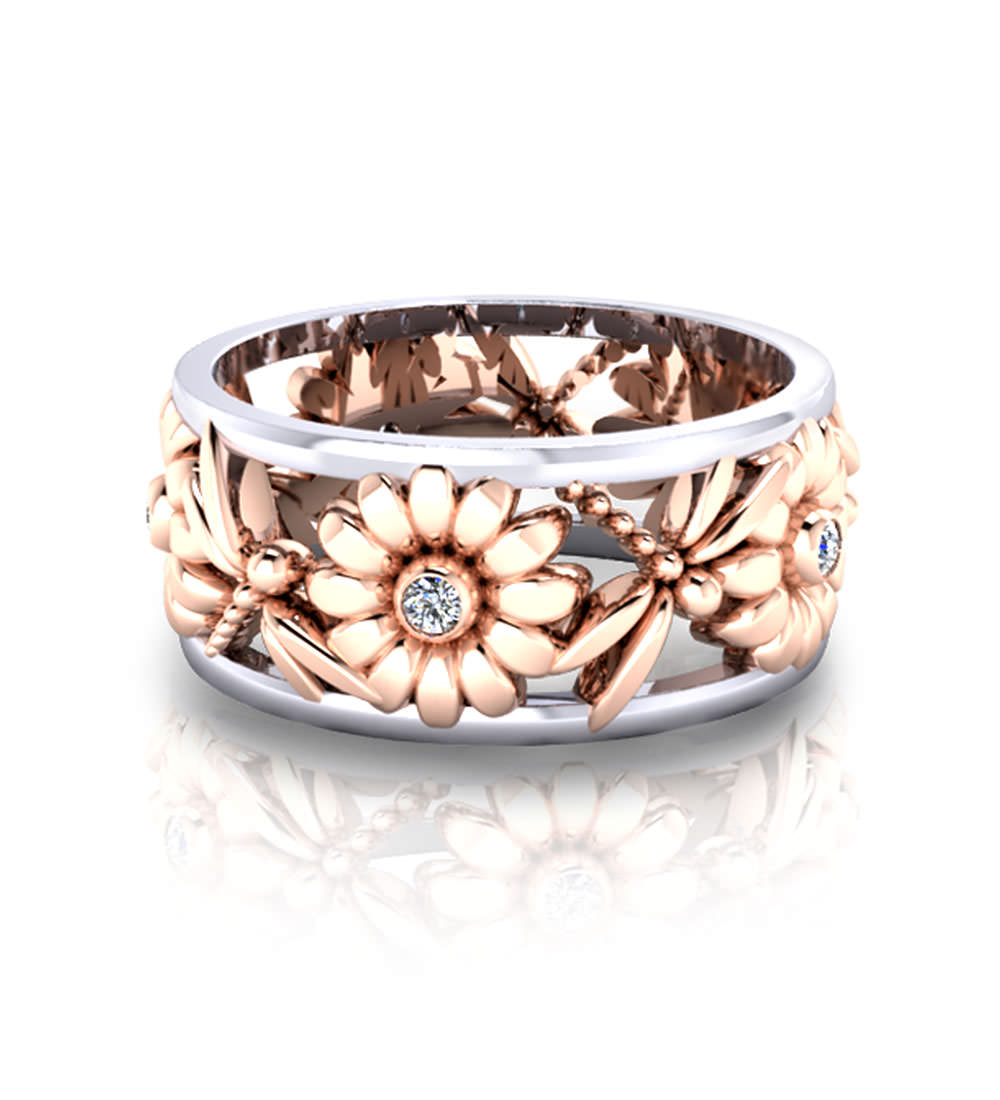 Floral Design Wedding Rings 2