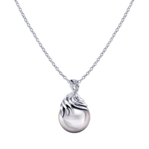 Pearl Diamond Swirl Necklace
