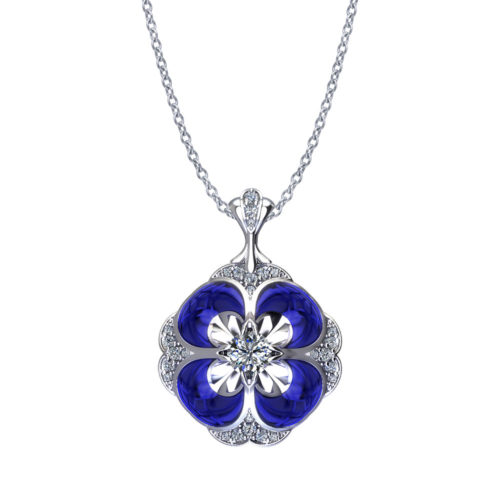 Blue Pansy Diamond Necklace