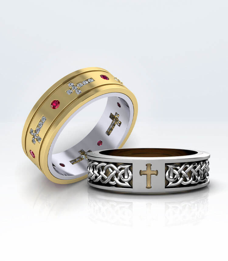 Burnished gold-plated Agios beatitudem ring 925 silver | online sales on  HOLYART.com