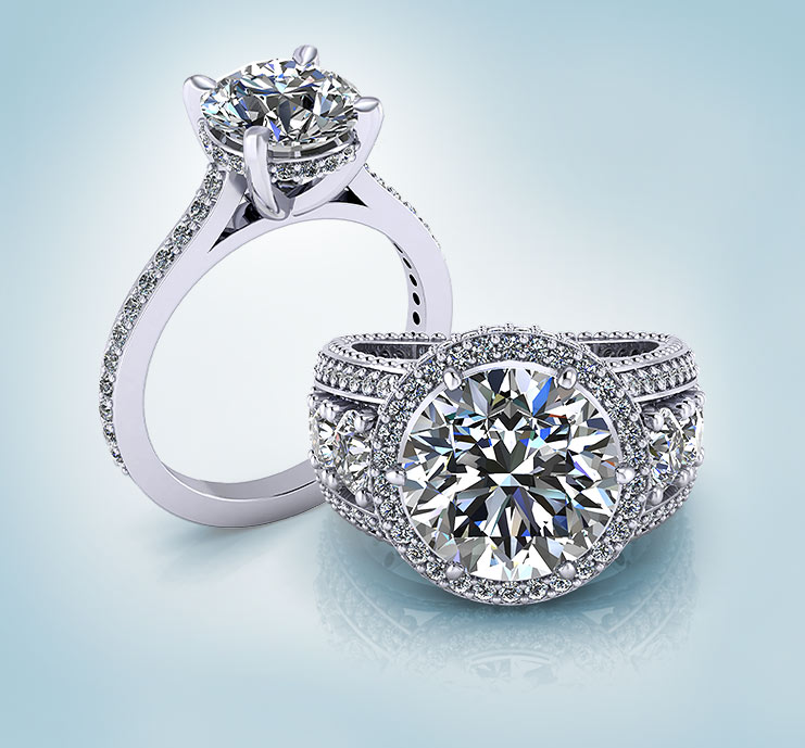 gold and diamond source engagement rings