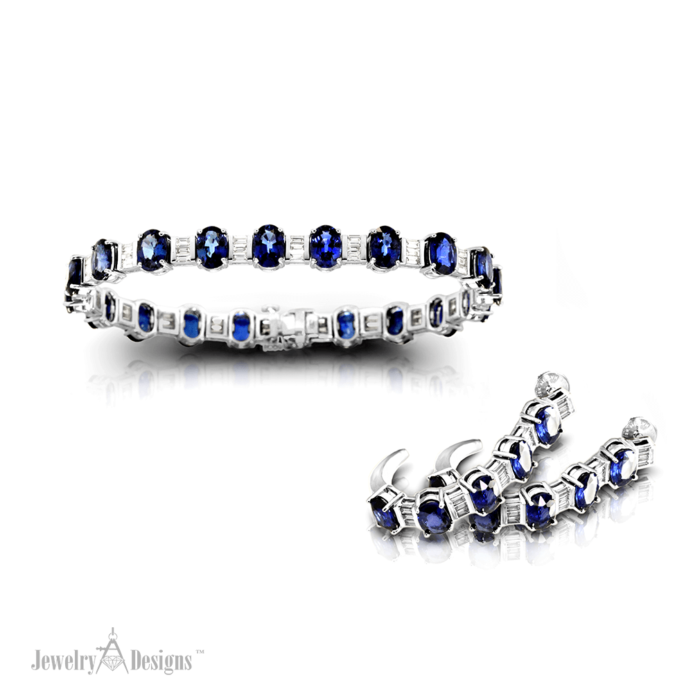 Sapphire Bracelet Earring Set