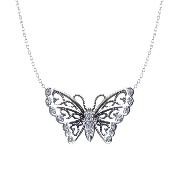 Diamond Butterfly Necklace Jewelry Designs