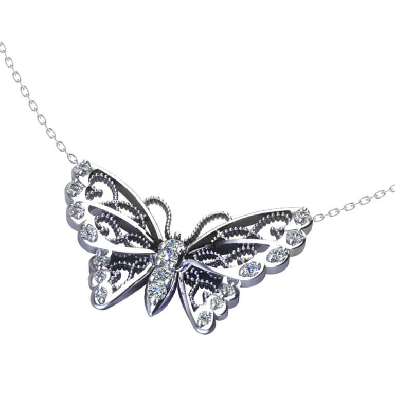 Diamond Butterfly Necklace Jewelry Designs